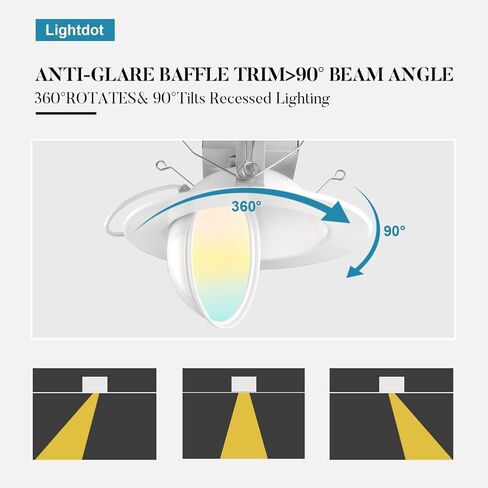 5/6In Swivel Gimbal LED Recessed Lighting，CRI 90 Replacement Direction Retrofit Recessed Light,140lm/w (high efficency) Dimmable 3000K/4000K/5000K Selectable LED Gimbal Recessed Lights-12Pack in Saudi Arabia
