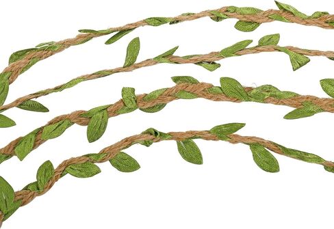 خيوط الجوت الطبيعية بطول 164 قدمًا مع أوراق الخيش، 4 خيوط حبل ناعم متين، أوراق كرمة خضراء صناعية، ممتازة للشريط واللف وغيرها من ملحقات الحرف اليدوية in Kuwait