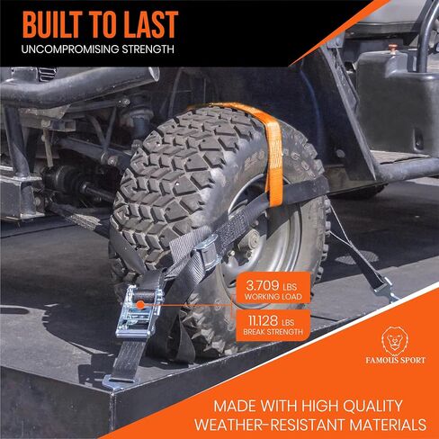 Ratchet Straps - 1650lb Break, 500lb Load - 15ft Tie-Downs for Motorcycles/Trucks - Heavy-Duty, Durable Hooks, Rubberized Handles - Secure Hauling, Any Load in Saudi Arabia