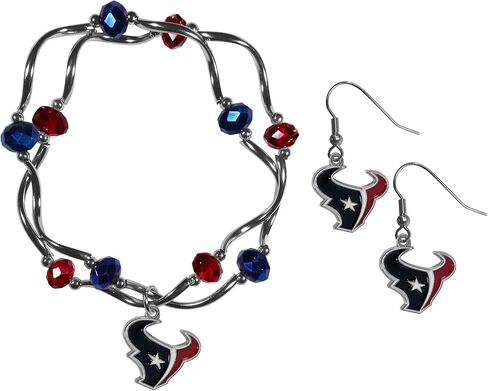 Siskiyou NFL unisex-adult Dangle Earrings and Crystal Bead Bracelet Set in Saudi Arabia