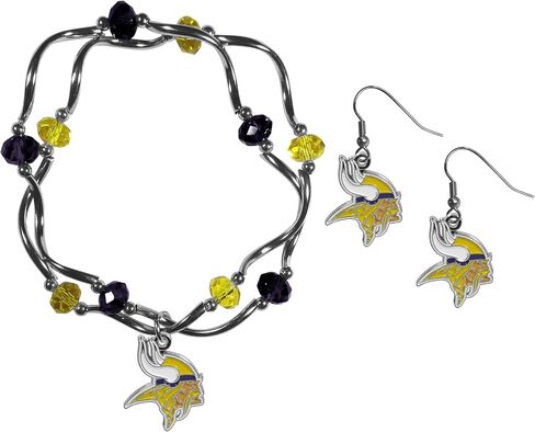 Siskiyou NFL unisex-adult Dangle Earrings and Crystal Bead Bracelet Set in Saudi Arabia
