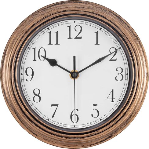 Kitchen Clock, Silent Wall Clocks Battery Operated, 9 Inch Small Retro Decorative Wall Clock for Living Room, Bathroom, Office, Home Decor - Bronze in Saudi Arabia