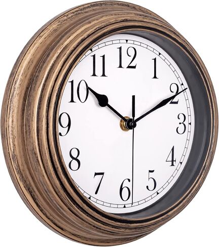Kitchen Clock, Silent Wall Clocks Battery Operated, 9 Inch Small Retro Decorative Wall Clock for Living Room, Bathroom, Office, Home Decor - Bronze in Saudi Arabia