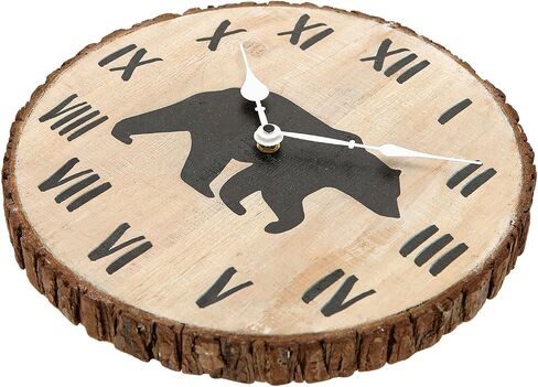nikky home 12 "ساعة حائط المقصورة الخشب الدب مزرعة ساعة تعمل بالبطارية الصامتة غير موقوتة ريفي التنوب النباح ساعة خشبية ديكور المنزل ديكور للمطبخ، غرفة المعيشة، غرفة نوم، مكتب in Saudi Arabia