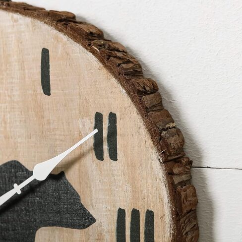 nikky home 12 "ساعة حائط المقصورة الخشب الدب مزرعة ساعة تعمل بالبطارية الصامتة غير موقوتة ريفي التنوب النباح ساعة خشبية ديكور المنزل ديكور للمطبخ، غرفة المعيشة، غرفة نوم، مكتب in Saudi Arabia