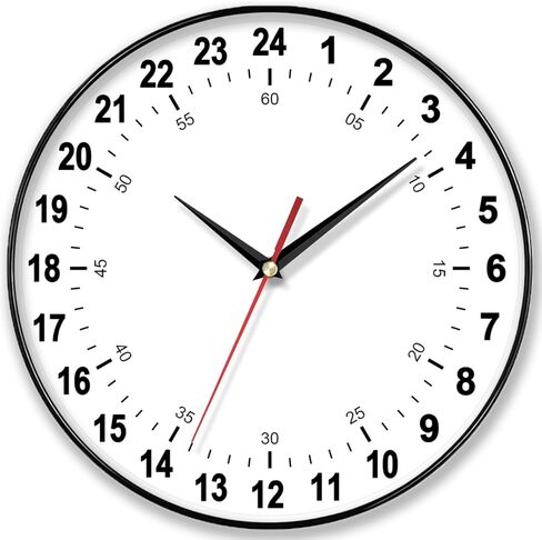 24 Hour Wall Clock 12 Inch Round Wall Clock Easy to Read White Dial Modern Simple Style Decor Clock for Home/Office/School/Kitchen/Bedroom/Living Room in Saudi Arabia