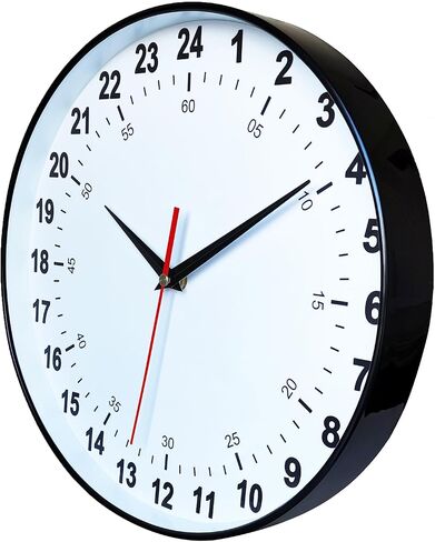 24 Hour Wall Clock 12 Inch Round Wall Clock Easy to Read White Dial Modern Simple Style Decor Clock for Home/Office/School/Kitchen/Bedroom/Living Room in Saudi Arabia