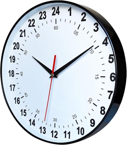24 Hour Wall Clock 12 Inch Round Wall Clock Easy to Read White Dial Modern Simple Style Decor Clock for Home/Office/School/Kitchen/Bedroom/Living Room in Saudi Arabia