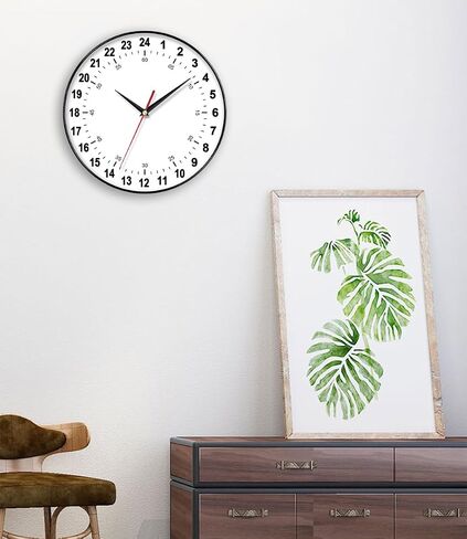 24 Hour Wall Clock 12 Inch Round Wall Clock Easy to Read White Dial Modern Simple Style Decor Clock for Home/Office/School/Kitchen/Bedroom/Living Room in Saudi Arabia