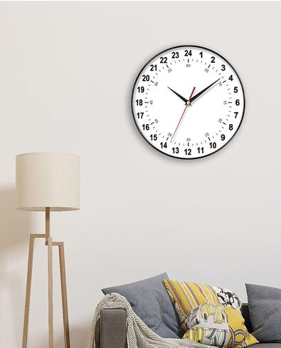 24 Hour Wall Clock 12 Inch Round Wall Clock Easy to Read White Dial Modern Simple Style Decor Clock for Home/Office/School/Kitchen/Bedroom/Living Room in Saudi Arabia