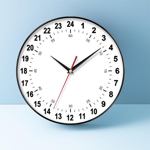 24 Hour Wall Clock 12 Inch Round Wall Clock Easy to Read White Dial Modern Simple Style Decor Clock for Home/Office/School/Kitchen/Bedroom/Living Room in Saudi Arabia