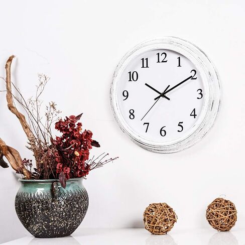 Kingrol ساعة حائط عتيقة مقاس 12 بوصة، ساعة كوارتز صامتة غير موقوتة عالية الجودة، ساعة تزيين سهلة القراءة للمنزل والمكتب والمدرسة in Kuwait