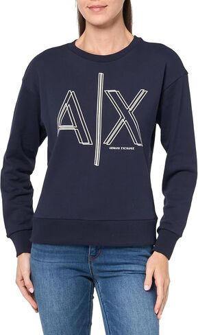 A｜X ARMANI EXCHANGE Women's Ax Outline Logo Print Crew Neck Sweatshirt in Saudi Arabia