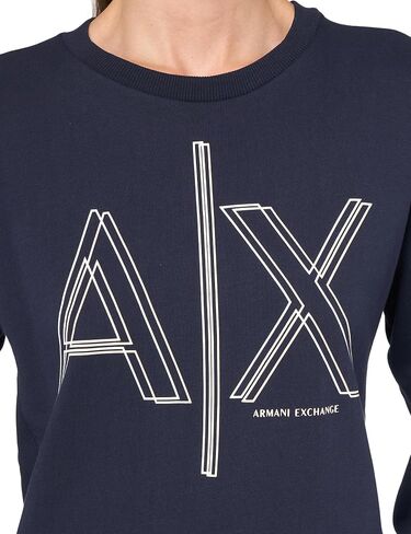 A｜X ARMANI EXCHANGE Women's Ax Outline Logo Print Crew Neck Sweatshirt in Saudi Arabia
