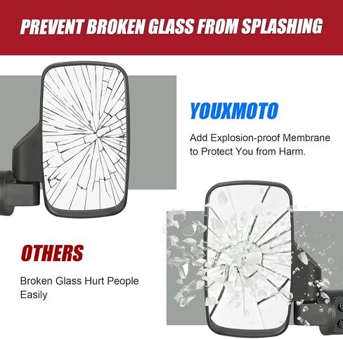 Youxmoto UTV Rearview Side Mirror And Center Mirror Set, with 1.75" to 2" Roll Bar Cage Compatible with Polaris Ranger/RZR, Yamaha Rhino, Gator, Honda Pioneer Talon, Kawasaki, Can-Am Maverick in Saudi Arabia