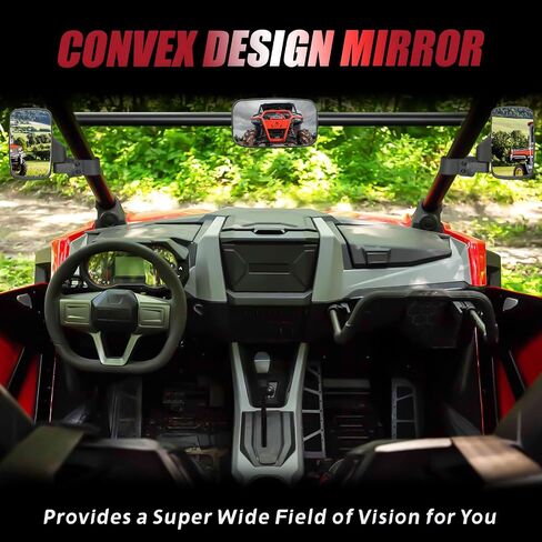 Youxmoto UTV Rearview Side Mirror And Center Mirror Set, with 1.75" to 2" Roll Bar Cage Compatible with Polaris Ranger/RZR, Yamaha Rhino, Gator, Honda Pioneer Talon, Kawasaki, Can-Am Maverick in Saudi Arabia