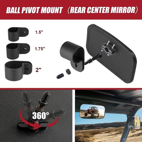 Youxmoto UTV Rearview Side Mirror And Center Mirror Set, with 1.75" to 2" Roll Bar Cage Compatible with Polaris Ranger/RZR, Yamaha Rhino, Gator, Honda Pioneer Talon, Kawasaki, Can-Am Maverick in Saudi Arabia