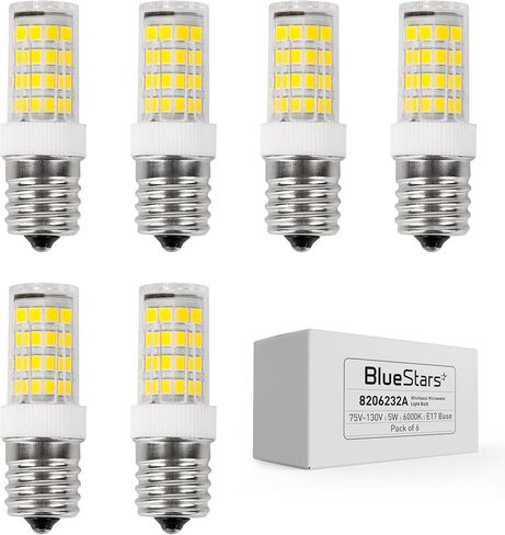 BlueStars 6 Packs 5W E17 LED Bulb 8206232A Dimmable LED Light Bulbs, 6000K Cold Daylight, 40W Equivalent, 75V-130V, 400 lumens for Refrigerator Microwave and Range Hood in Saudi Arabia