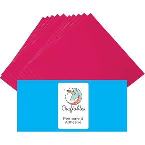Craftables Pink Vinyl Sheets - Permanent, Adhesive, Glossy & Waterproof | (10) 12" x 12" Sheets- for Crafts, Cricut, Silhouette, Expressions, Cameo, Signs
