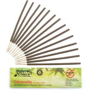 Natural Choice Citronella Incense Stick | 100% Natural Outdoor Mosquito Incense Sticks | 14 Sticks | Made only with Plant Based Ingredients | Deet Free
