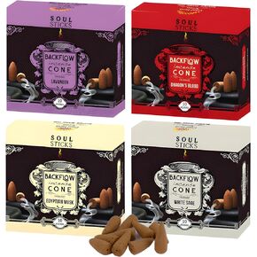 Soul Sticks Assorted Backflow Incense Cones for Meditation, Yoga and Aromatherapy | 40 Premium Backflow Cones | Fits All Backflow Incense Burners (Balance)