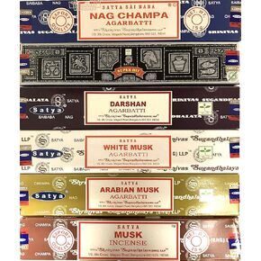 Nag Champa Incense Stick Packs - Assorted Fragrances - Hand Rolled & Non-Toxic - Perfect for Meditation and Relaxation - Home Fragrance Gift Pack - 15g, Set of 6 Aromas ( Sacred Pack ) in Kuwait