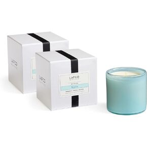 LAFCO New York Signature Candle, Champagne - 15.5 oz, 2 Pack - 90-Hour Burn Time - Reusable, Hand Blown Glass Vessel - Made in The USA