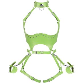 Women Body Harness Leather Punk Bra Suit Garter Belt Club Party Rave Halloween Full Hollow Belt Dance Costume