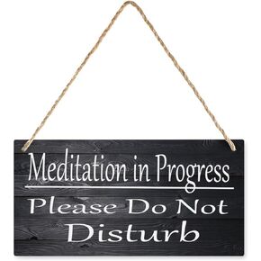 Meditation In Progress Please Do Not Disturb Wood Sign Wall Decor Sign Wall Art Rustic Vintage For Bedroom Home, Living Room, Garden, Cafe 12X6 In
