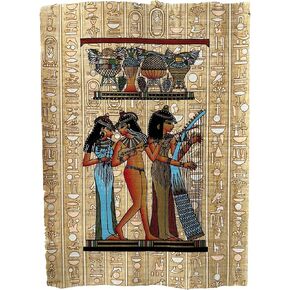 Egypt Art Musicians of Amun - Gift for Music Lovers - Bedroom Wall Art - Vintage Authentic Hand Painted Signatured Papyrus Decor Hieroglyphs - Unframed-Frameable - 9x13 Inches