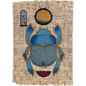 Scarab Good Luck - Egyptian Scarab Beetle - Kherpi God of the Rising Sun - Ancient Egyptian Papyrus Painting - Unframed-Frameable - 9x13 Inches