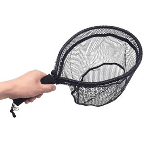 Mini Fly Fishing Net Aluminum Alloy & Soft Rubber Mesh Kayak Fishing Net Trout Net Landing Net Catch and Release Net