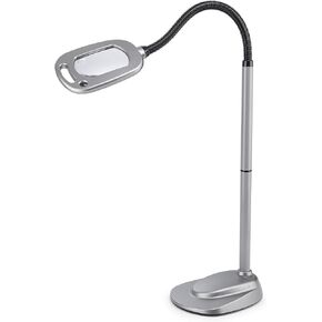 LIGHT IT! By Fulcrum, 20072-401 MultiFlex 12-LED Floor Magnifier Lamp, Silver, Single Pack