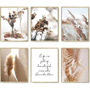 HoozGee Green Botanical Wall Art Print Set of 6 Natural Plant Leaves Home Decor Boho Leaf Bathroom Wall Art Canvas Plant Posters Leaf Art Prints Poster Set Room Decor(8"x10" UNFRAMED)
