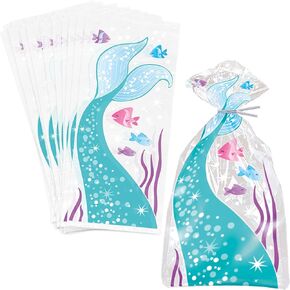 HOME & HOOPLA Mermaid Party Supplies - Mermaid Tail Cellophane Bags 5"x11", 40ct