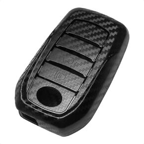TANGSEN Smart Key Fob Personalized Case Protective Cover Compatible with TOYOTA 4 Button Keyless Entry Remote Control 3D Twill Weave Carbon Fiber ABS Plastic Emboss