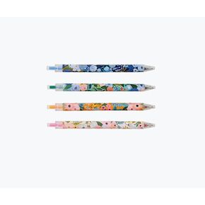 RIFLE PAPER CO. Gel Pen Set of 4 | 0.5mm Rollerball Tip, Boxed Set of 4 Different Colored Retractable Gel Pens, Perfect for Stylizing Note Taking and Writing (5.5" L), Garden Party
