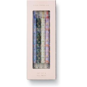 RIFLE PAPER CO. Gel Pen Set of 4 | 0.5mm Rollerball Tip, Boxed Set of 4 Different Colored Retractable Gel Pens, Perfect for Stylizing Note Taking and Writing (5.5" L), Garden Party
