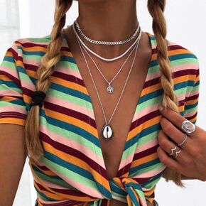 fxmimior Bohemian Layered Choker Necklaces Star Pearl Pendant Multilayer Adjustable Layering Chain Gold Plated Necklaces Set for Women Girls
