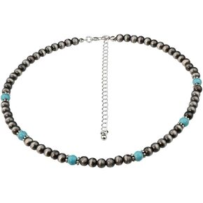 Western Jewelry Navajo Pearl Necklace for Women Boho Vintage Choker Cowgirl Beaded Necklace Turquoise Necklace for Girls
