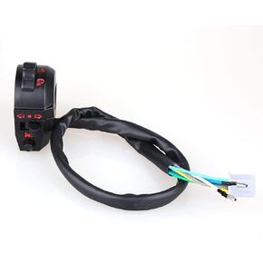 Motorcycle Handlebar Switch, 12V DC Universal 7/8" Left Side Motorcycle Handlebar Control Horn Turn Signal Light High/Low Beam Switch Black