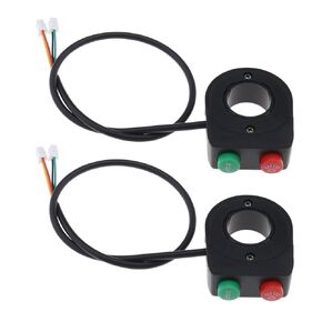 2PCS Horn Headlight Button Switch 2 in 1 Motorcycle Handlebar Grip Control Switch Integrated Switch for 7/8 Inch Motorcycle Electric Bicycle DC 12V Black
