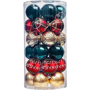30PCS Christmas Balls Ornaments, Shatterproof Holiday Bulbs Festive Wedding Hanging Ornaments Christmas Tree Decoration (Red&Green)