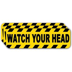 eDesign Watch Your Head Sign - 8x3 Inches - Self Adhesive Watch Your Head Sticker Decal Stair Door Entry Safety Caution Label Sign Stickers For Indoor/Outdoor Use UV Protected (3 Pack)