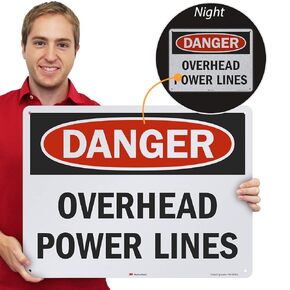 "Danger - Overhead Power Lines" Sign By SmartSign | 10" x 14" 3M Reflective Aluminum