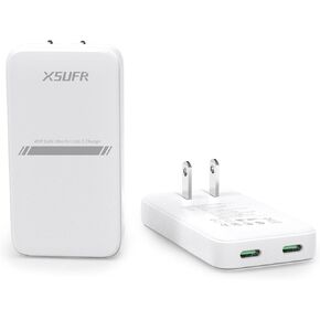 شاحن حائط USB بقدرة 45 وات، شاحن حائط مسطح، USB C مزدوج مع PD 3.0 وGaN، قابس حائط USB قابل للطي للسفر، شحن سريع لأجهزة الكمبيوتر المحمولة والهواتف، يدعم شحن فائق السرعة بقدرة 45 وات لهاتف Samsung Galaxy، أبيض