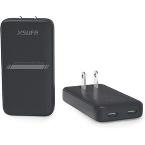 45W USB Wall Charger,Flat Wall Charger,Dual USB C with PD 3.0 & GaN,Folding USB Wall Plug for Traveling,Fast Charging for Laptops,Phones,Support Super Fast Charging for Samsung Galaxy, Black