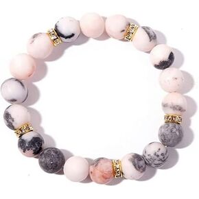 Therapeutic Crystal Rose Quartz Bead Bracelet Fashion healthy crystal stone jewelry vitality extract Beaded charm chain bracelet bring good luck healthy women Bracelet (10mm), Pink, 18.5cm