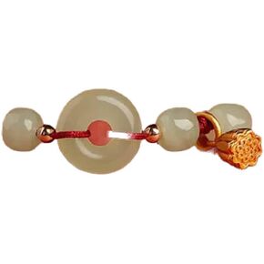 Natural Hetian Jade Red Rope Bracelets, Nephrite Jade Bracelet with Safety Button, Hetian Jade Ladies Lucky Bracelet, Chinese Lucky Feng Shui Bracelet, for Mother and Wife