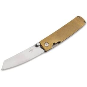 Boker Plus Tenshi Brass - شفرة Tanto Vg-10 المعدلة مقاس 2.68 بوصة، ومسمار الإبهام وقفل الخط مع موازين نحاسية مصممة بواسطة Kansei - 01BO328 in Kuwait